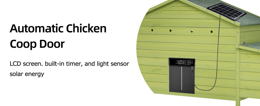 70" Automatic Chicken Coop with Solar-Powered Door - Green