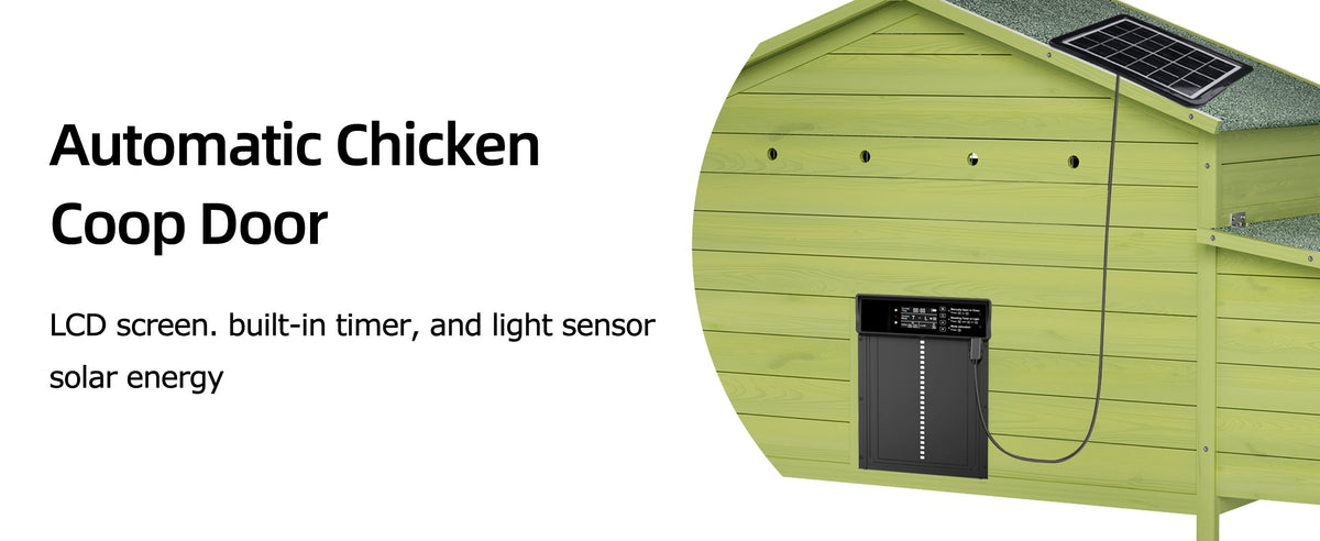 70" Automatic Chicken Coop with Solar-Powered Door - Green