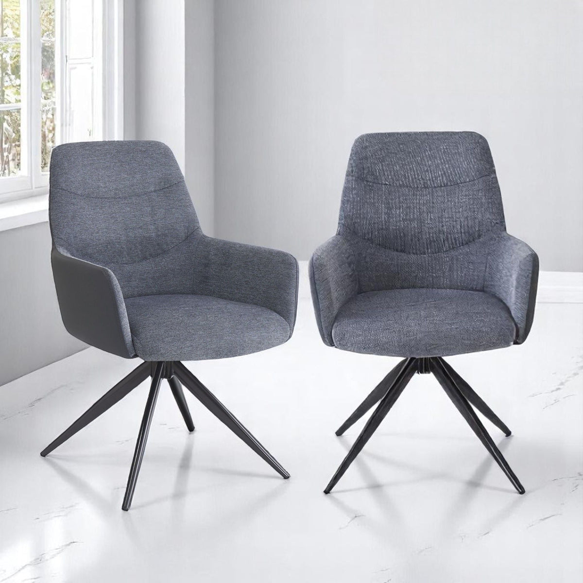 Gray Arm Chair Set with Padded Cushions - Hester