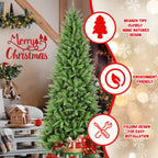 6FT Slim Christmas Tree with Hinged Branches - Green