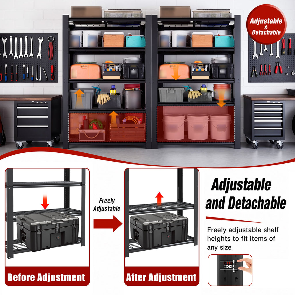 72"H Heavy Duty 5-Tier Shelving Rack
