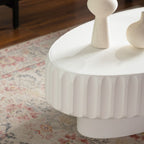 Fluted Storage Table with Lift-Off Lid - Cream White