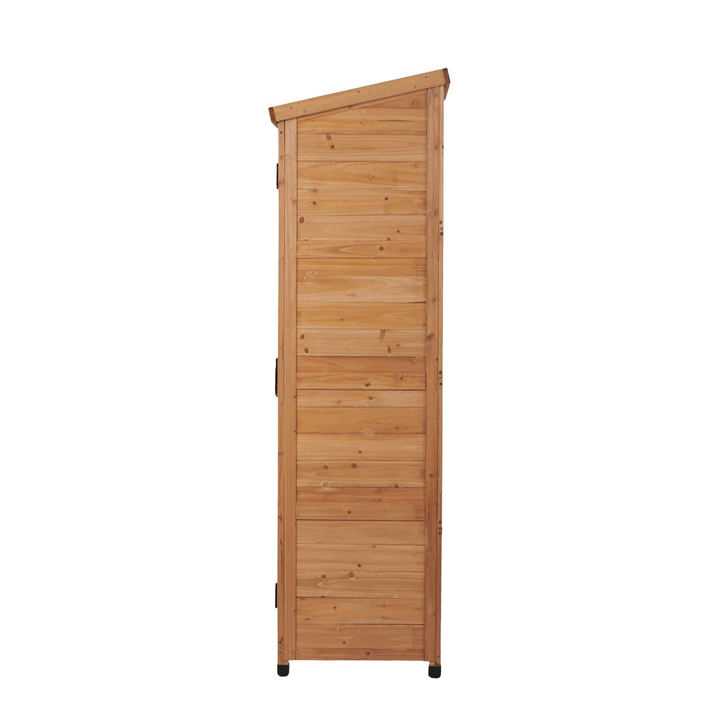 Outdoor Storage Shed with Vertical Tool Cabinet - Solid Wood, Dark Gray or Light Brown