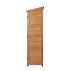 Outdoor Storage Shed with Vertical Tool Cabinet - Solid Wood, Dark Gray or Light Brown