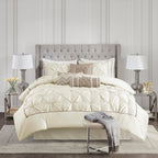 7 Piece Tufted Comforter Set Ivory King