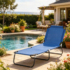 Neutral Oxford Fabric Sun Tanning Chair with Adjustable Backrest - Outdoor Lounge
