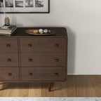 Mid-Century Modern Dresser with Solid Wood Construction - Brown