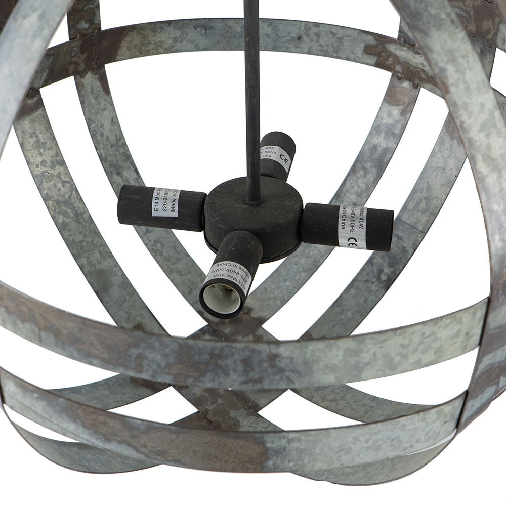4 Light Galvanized Chandelier