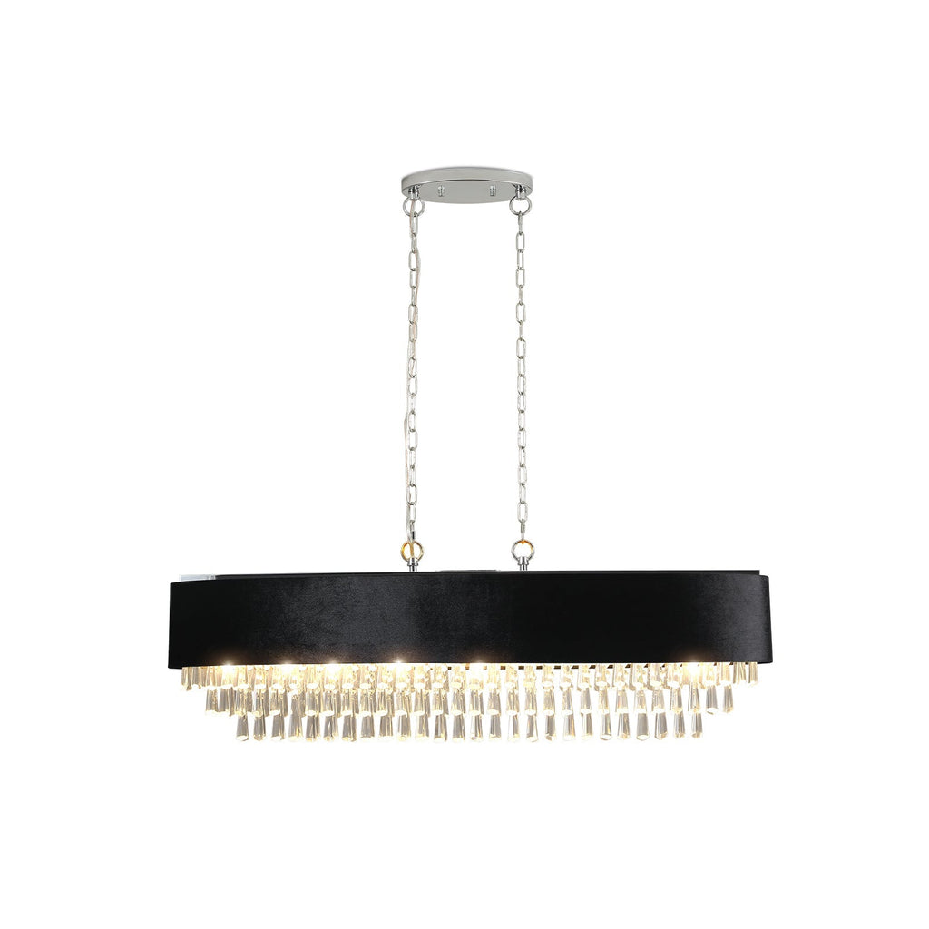39" Modern Crystal Chandelier with Black Velvet Shade