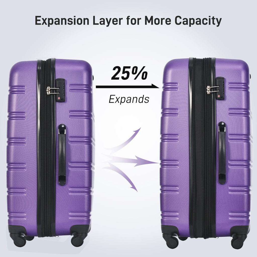 3 Piece Hardside Spinner Luggage Set with TSA Lock - Blue, Purple, Pink, Beige