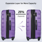 3 Piece Hardside Spinner Luggage Set with TSA Lock - Blue, Purple, Pink, Beige