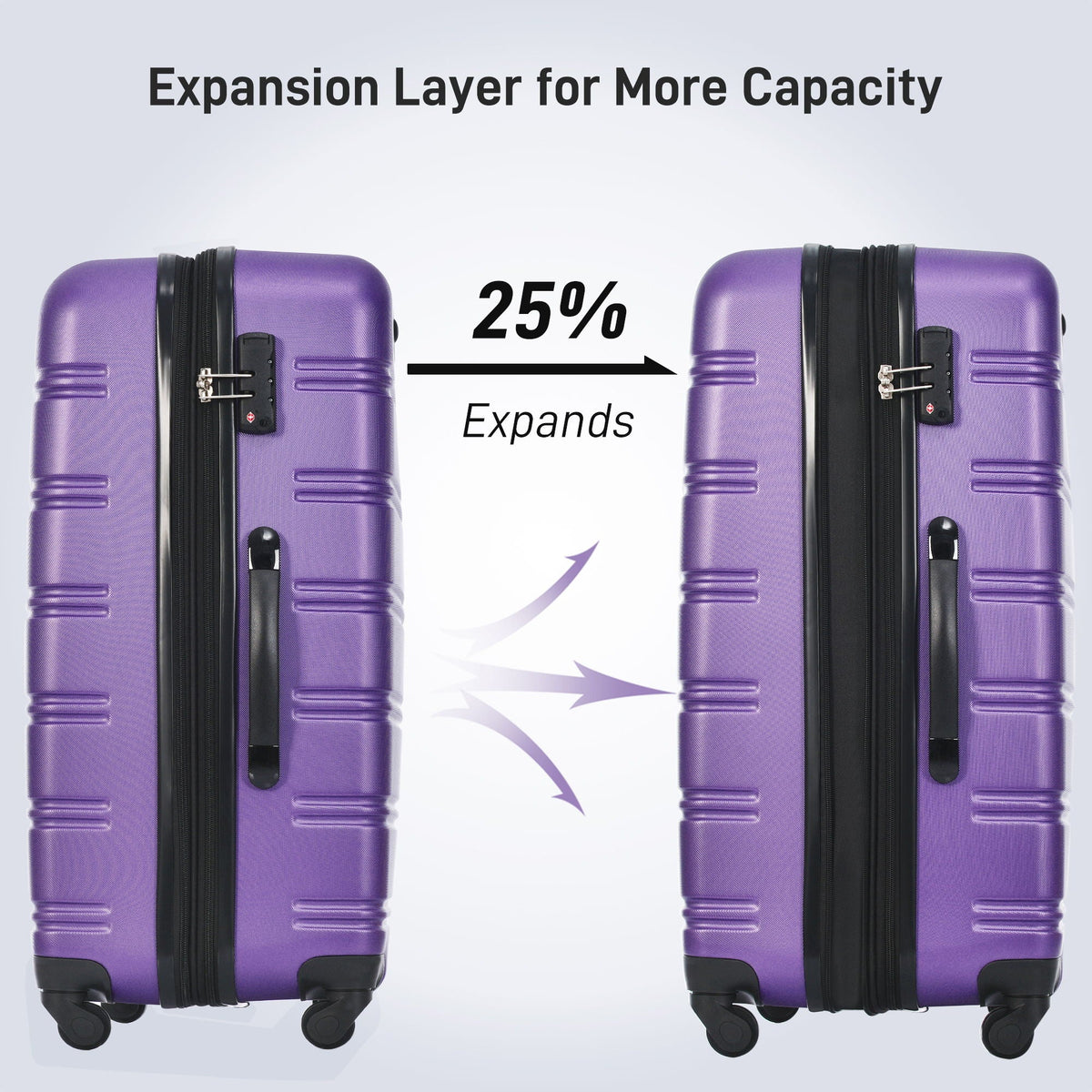 3 Piece Hardside Spinner Luggage Set with TSA Lock - Blue, Purple, Pink, Beige