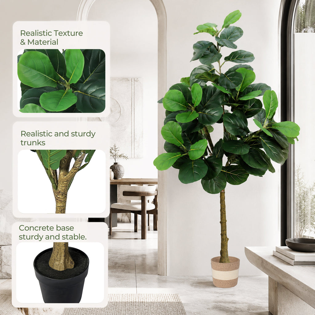 Artificial Fiddle Leaf Fig Tree 5.5FT with Planter - Green