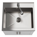 White Laundry Cabinet with Stainless Steel Sink and Pull-Out Faucet