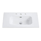Glossy White Ceramic Integrated Sink with Seamless Design - White