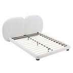 Extra Thick Upholstered Platform Bed Frame with Luxury Split Headboard - White