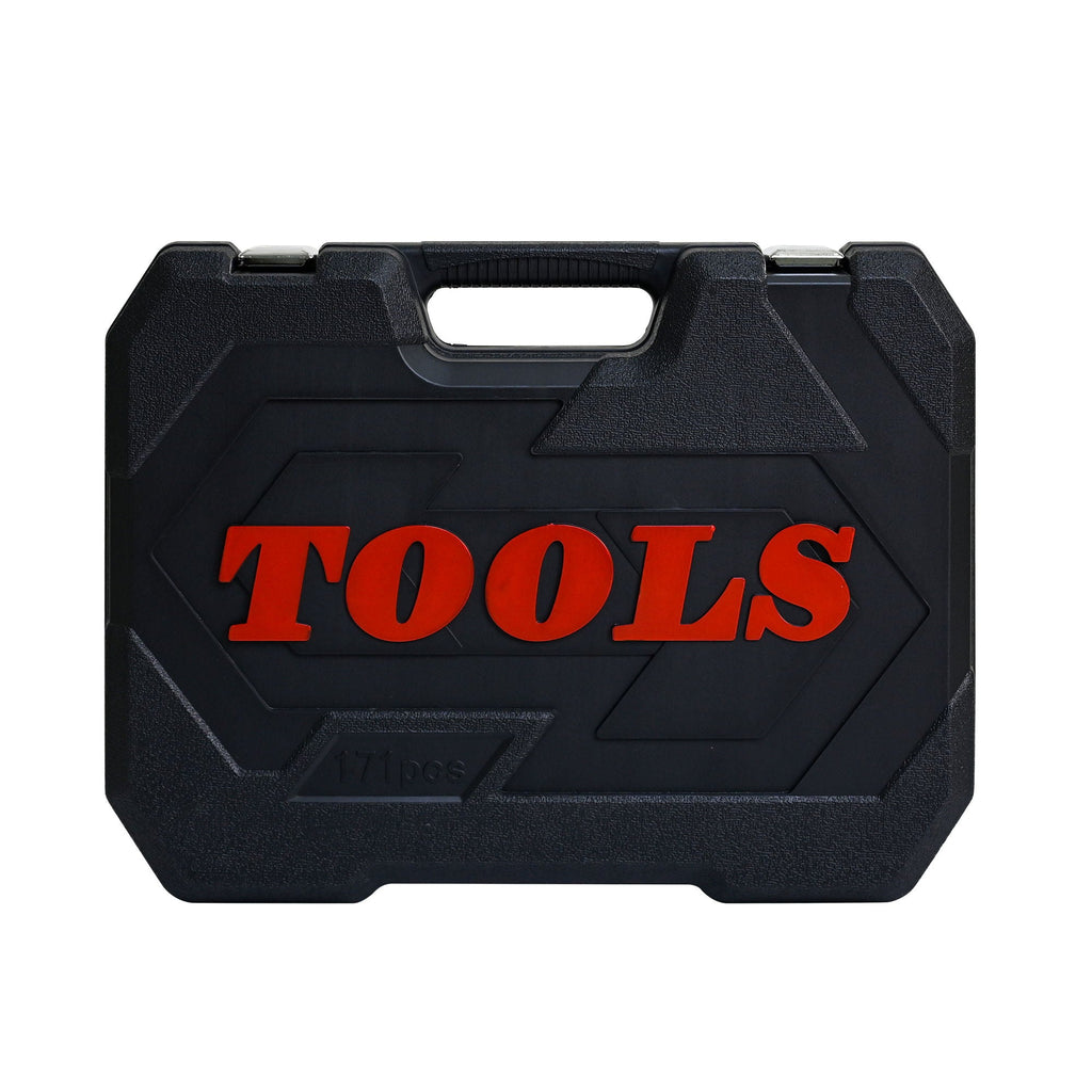 Socket and Ratchet Tool Set with Locking Toolbox - Black