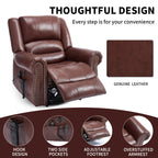 Genuine Leather Power Lift Recliner Chair with Heat and Massage – Brown or Red