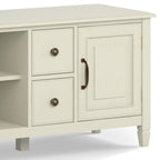 Wide Solid Wood TV Stand with Ample Storage - Dark Brown, White, Gray