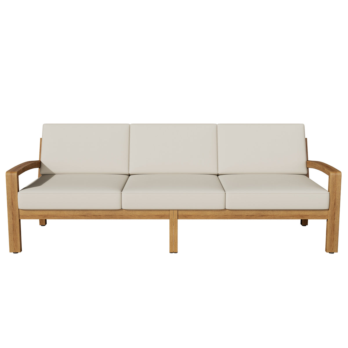 L Shape 3-Piece Acacia Wood Patio Sofa Set with Waterproof Cushions - Natural Finish