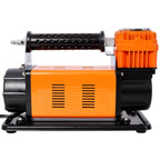 Heavy Duty 12V Air Compressor with Pressure Gauge – Black / Orange