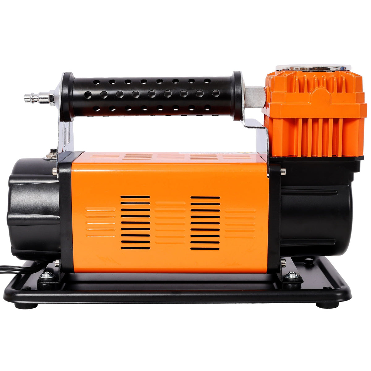 Heavy Duty 12V Air Compressor with Pressure Gauge – Black / Orange