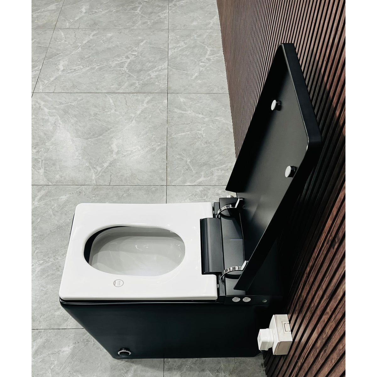 Black Square Smart Toilet with Built-in Tank and Remote Control - Matte Black