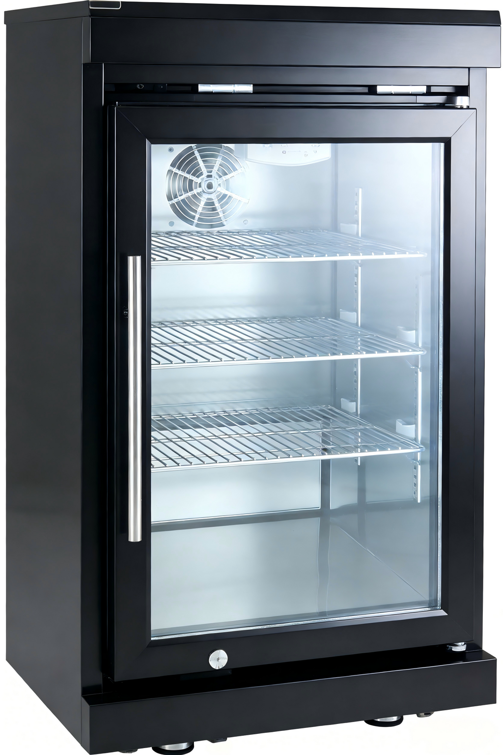 Black Single Door Fridge Cabinet with Stainless Steel Construction - Black