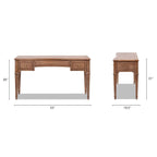 Brown Executive Desk with 3 Drawers - Satin-Gold Hardware