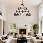 39.37 Inch 3-Tier Wagon Wheel Chandelier with 36 Lights - Matte Black