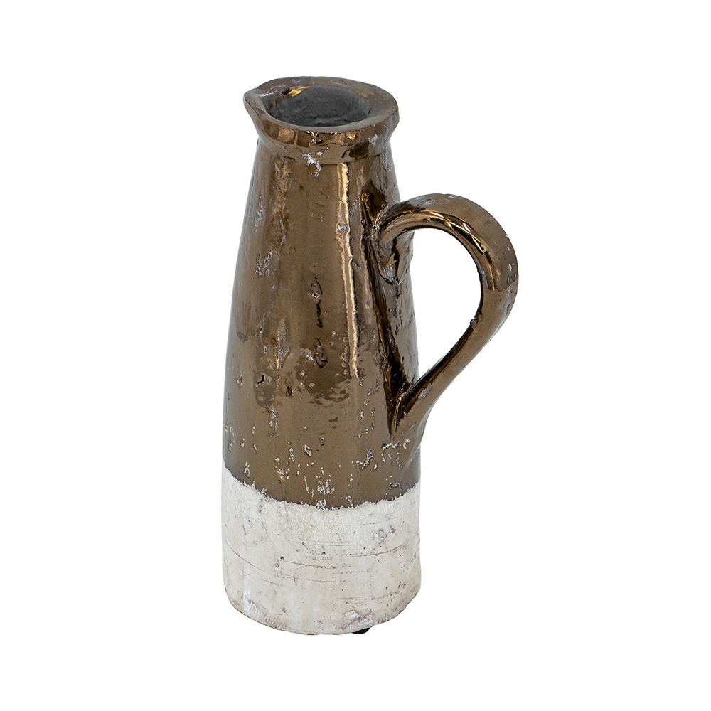 Gold Terracotta Pitcher Vase with Durable Ceramic Construction - Gold