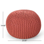 Knitted Cotton Round Pouf Ottoman with Polystyrene Fill - Blue, Dark Red, Yellow