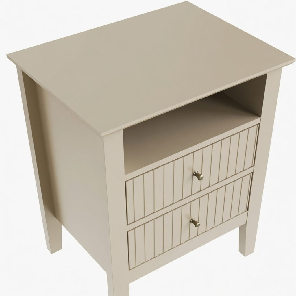 Fluted Nightstand with 2 Drawers and Soft-Close Slides - Multiple Colors