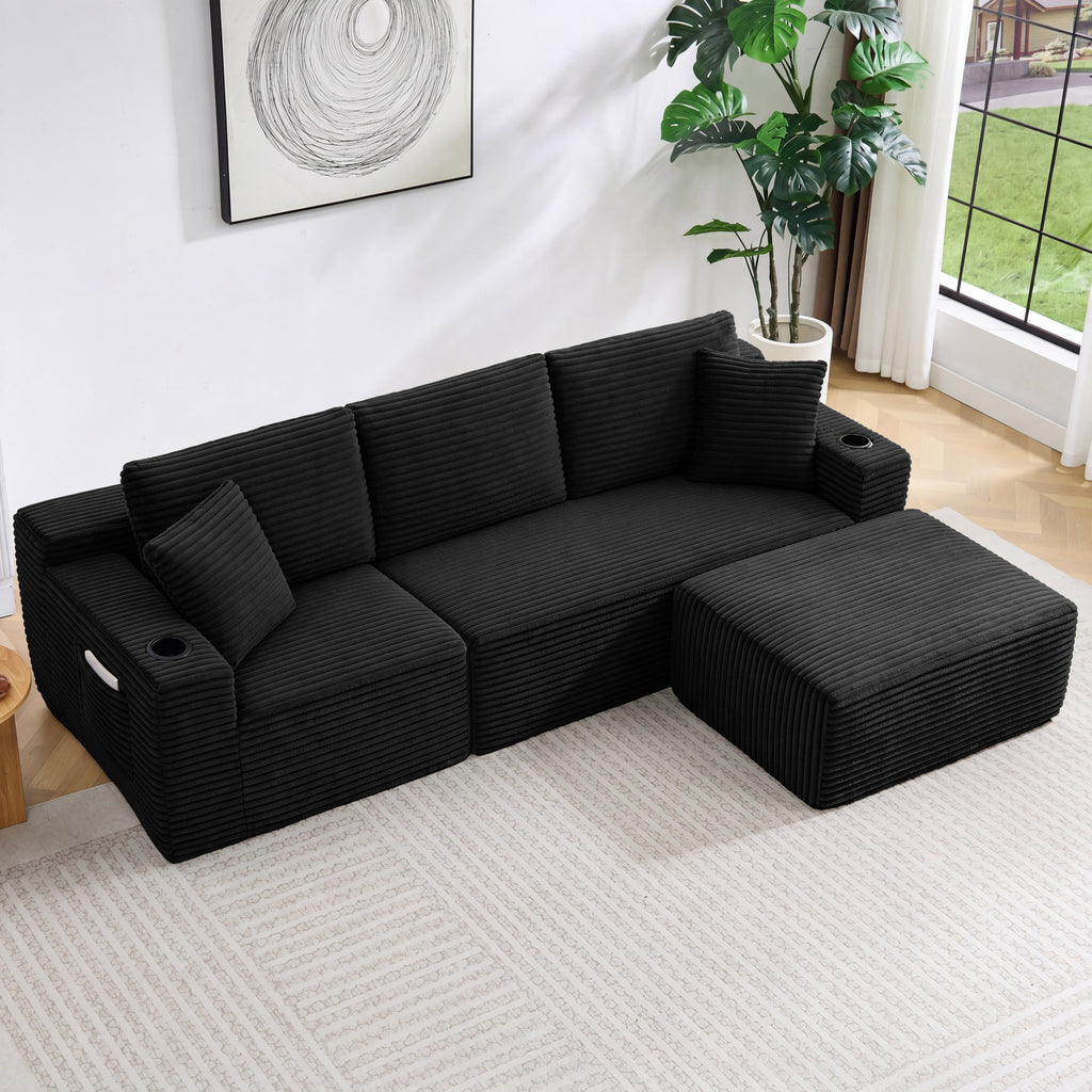L-Shaped Sectional Sofa with Ottoman