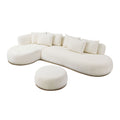 Oversized L-Shape Sectional Sofa with Ottoman with Spacious Seating - Beige