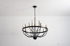 18-Light Industrial Iron Candle Chandelier with Adjustable Height - Gold & Black