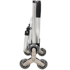 Foldable Shopping Stair Trolley with Triangular Wheels and Removable Waterproof Bag - Black