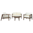 Outdoor 4-Piece Sofa Set, Acacia Wood Frame with Rope Detail