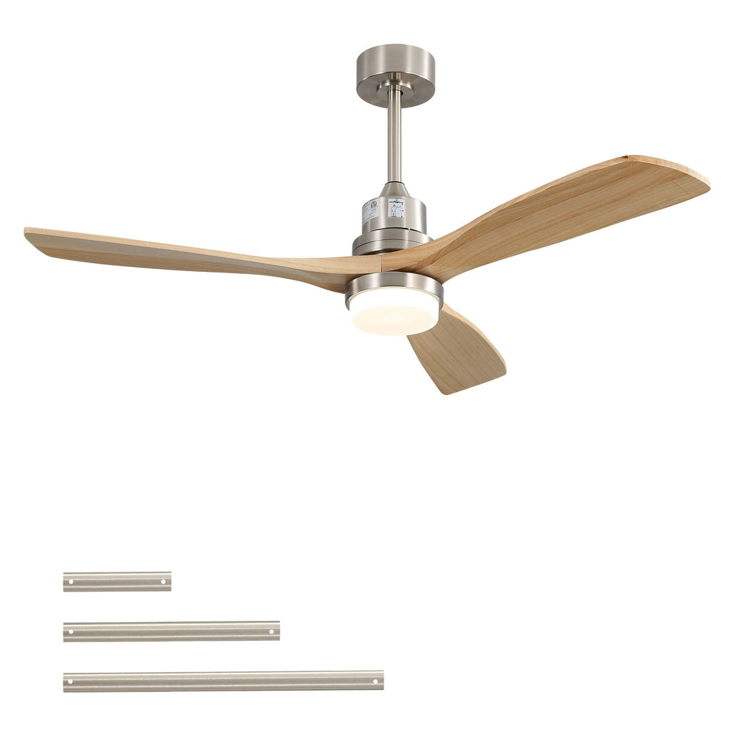 Indoor Ceiling Fan with Dimmable LED Light and 6-Speed Remote - Light Brown or White