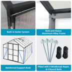 Gain Height Windproof Greenhouse with Heavy-Duty Frame - Black