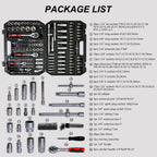 Socket and Ratchet Tool Set with Locking Toolbox - Black