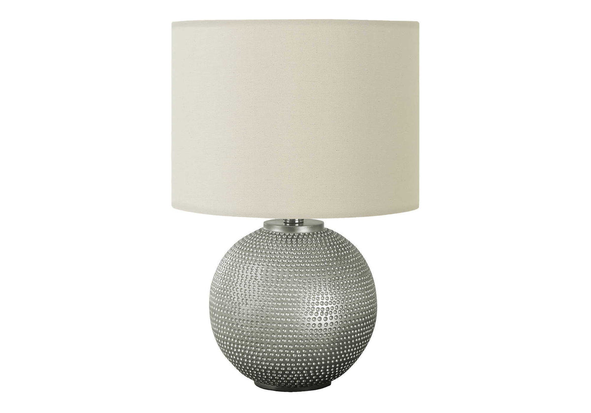 Modern Table Lamp with Textured Resin Base - Gray / Cream