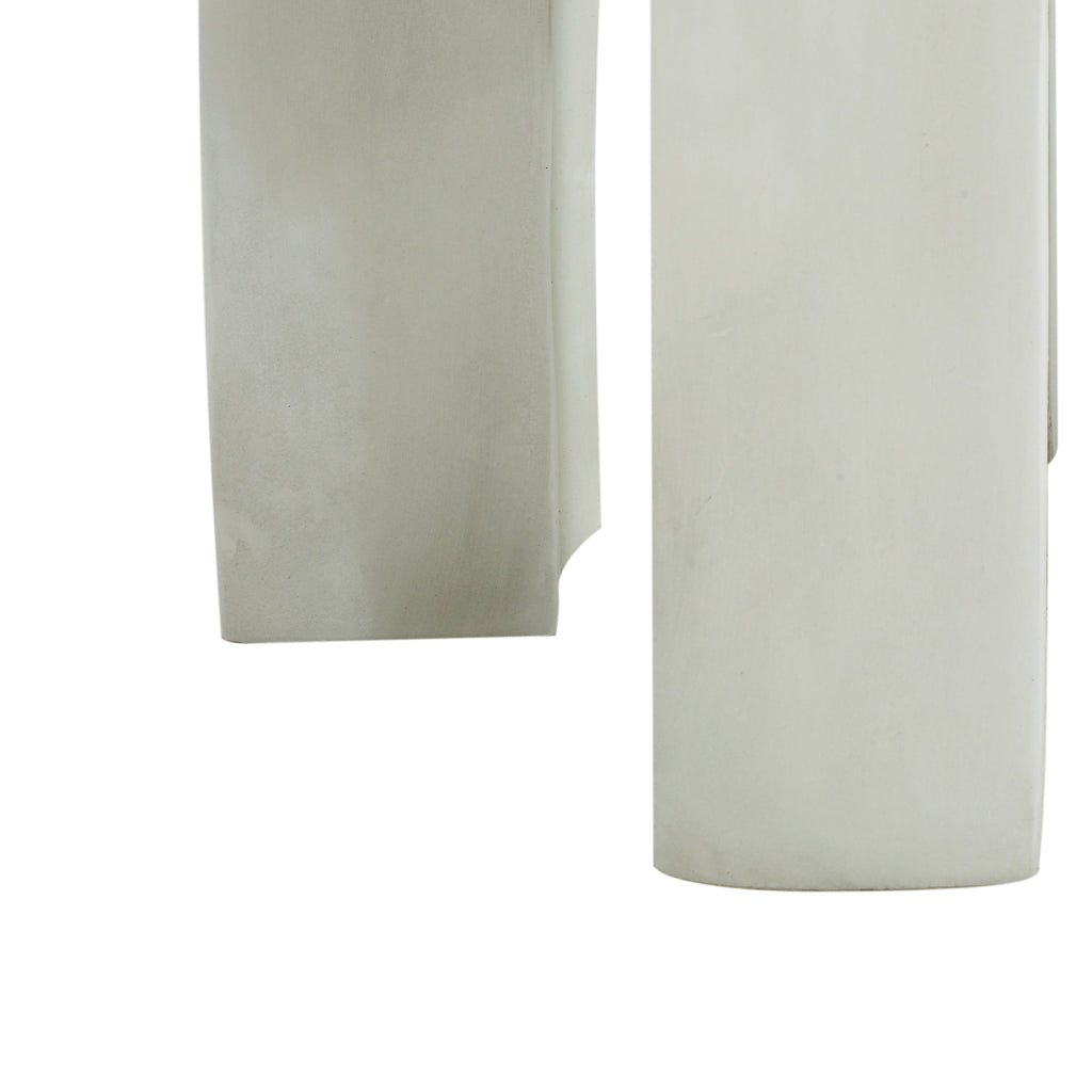 Outdoor Round Top Side Table with Lightweight Concrete Construction - Antique White