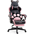 Cute Cat Gaming Chair with Paw Lumbar Cushion - PU-Leather
