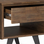 Handcrafted Acacia End Table with 1 Drawer - Light Brown, Dark Gray, or Dark Brown