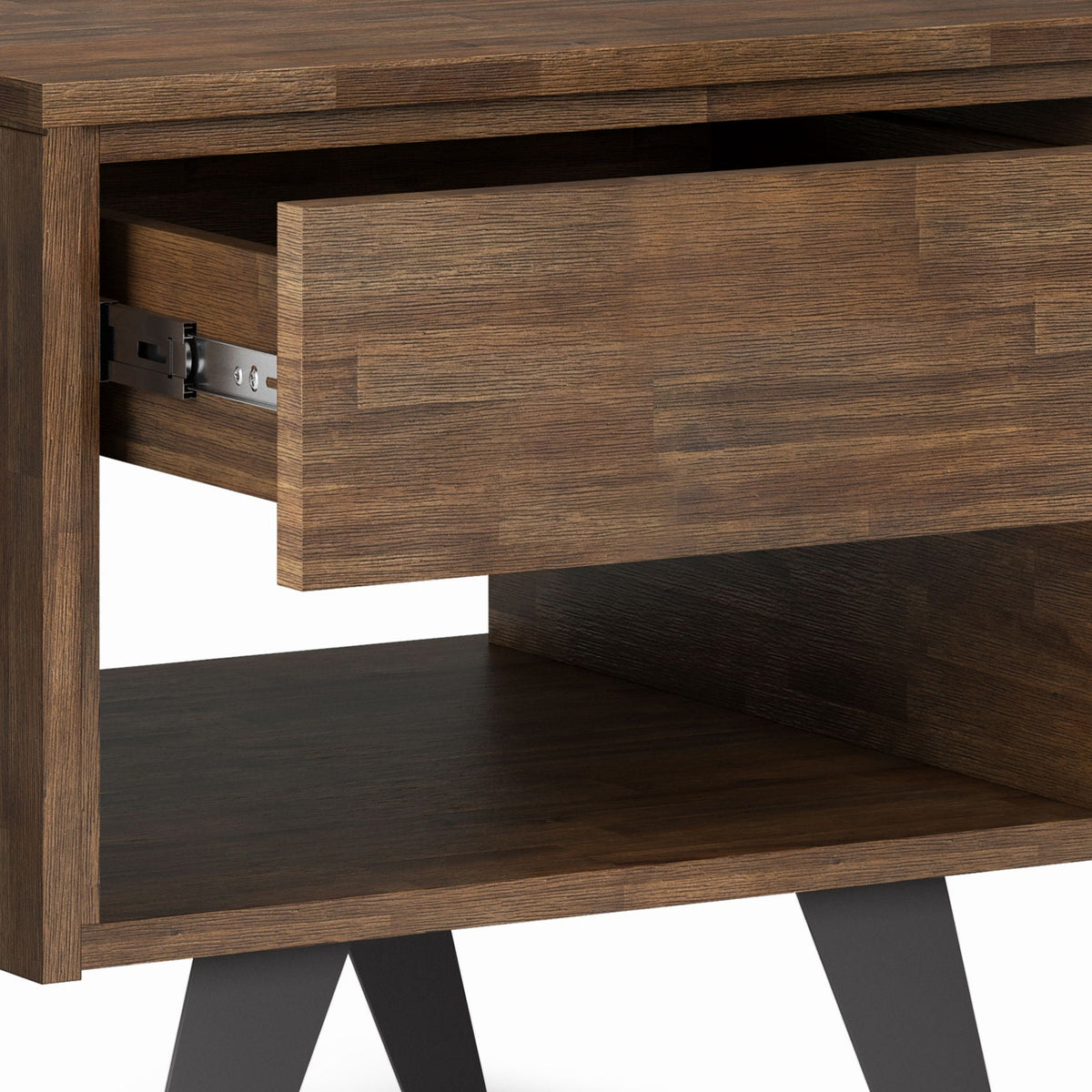 Handcrafted Acacia End Table with 1 Drawer - Light Brown, Dark Gray, or Dark Brown