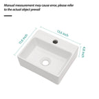 Ceramic Rectangle Wall Mount Bathroom Sink with Single Faucet Hole - White