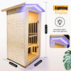 Single Person Spruce Infrared Sauna with Bluetooth Audio - Natural
