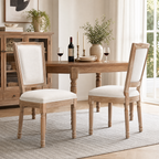 Farmhouse Solid Wood Frame Dining Chairs with Cushioned Seat