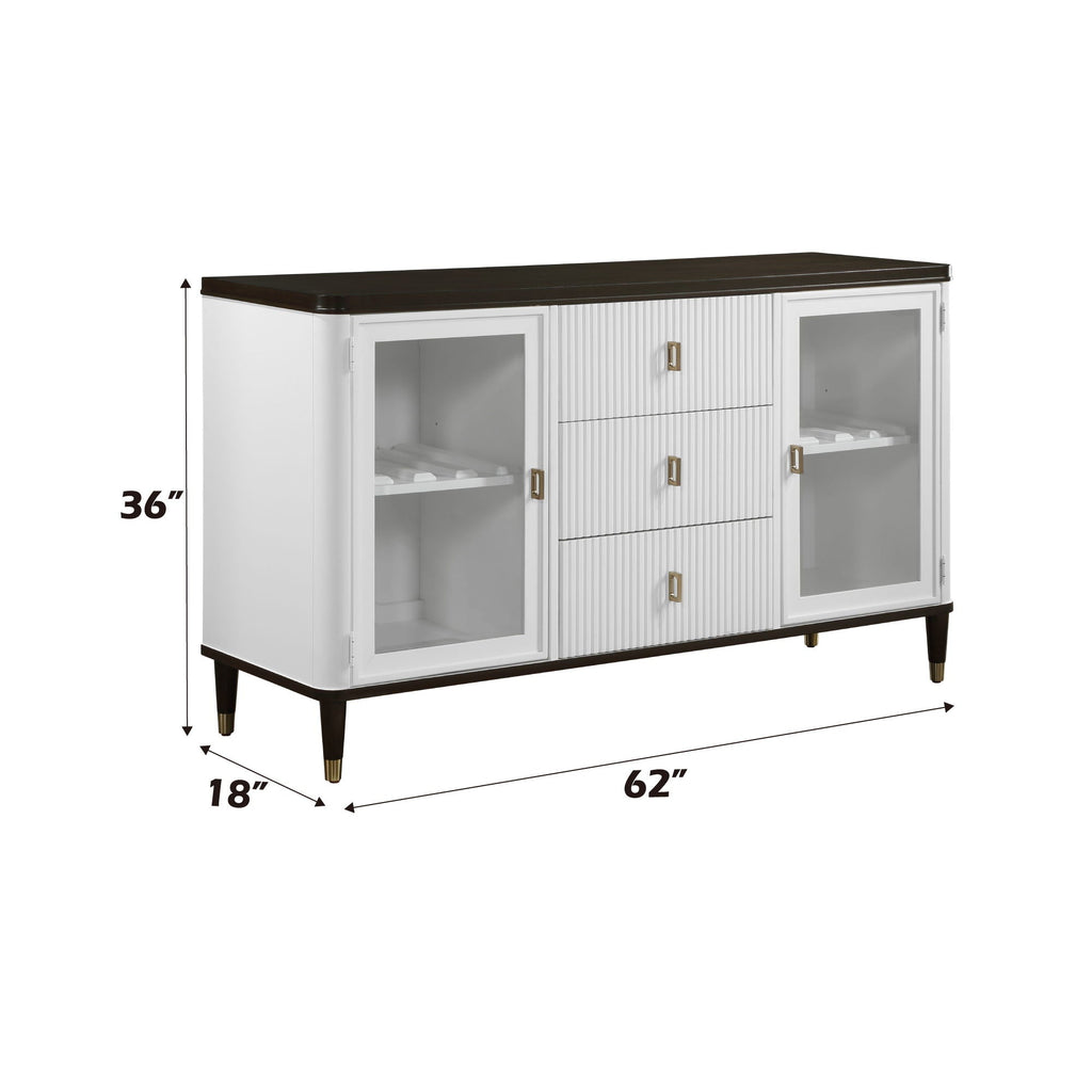 Carene Server with Drawers and Glass Accent - Brown / White